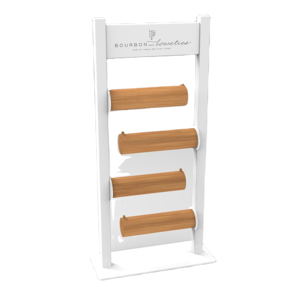 MDF Wooden Jewelry Display Stand 4 Tier White Storage Ladder Shelf with Easy Assembly for Retail Shop