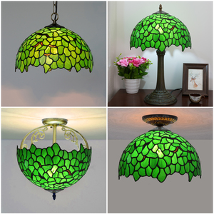 Protifcra <strong>Green</strong> Stained Glass Wisteria Lampshade Replacement for Table <strong>Lamps</strong> Ceiling Pendant Hanging Light Home Office Decor - Product Image 2