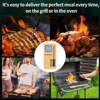Termometer Daging Digital Layar Besar Nirkabel dengan Aplikasi Pintar, Tampilan Aplikasi, Alas Kayu Oven, 0-100 ° Baterai C