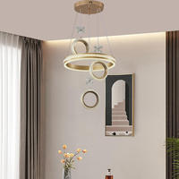 Lampe suspendue LED ronde à hauteur réglable, en fer, aluminium, abat-jour en gel de silice, télécommande à intensité variable, éclairage de salle à manger