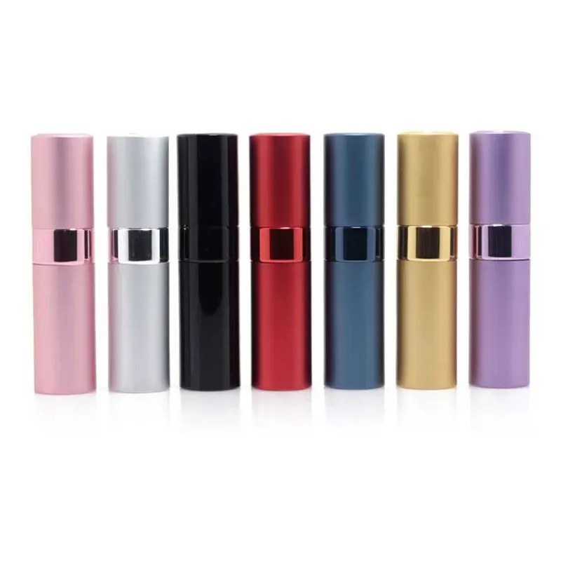 Luxury Revolve Glass Perfume Bottle 8ml 15ml Reusable Aluminum Housing Empty Perfume Spray Bottles