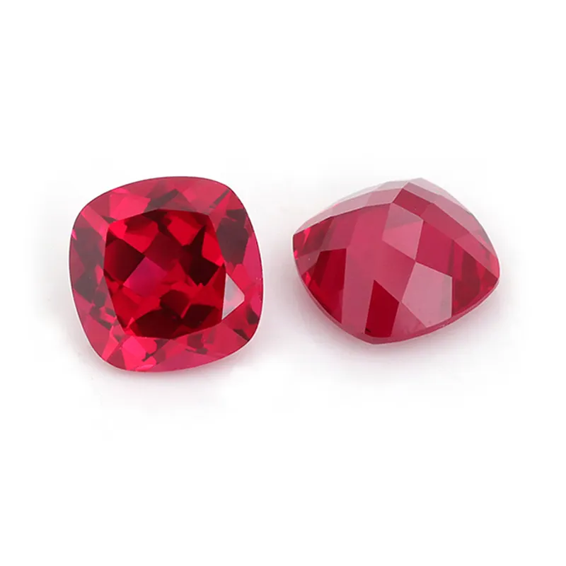 Wuzhou Lab Tumbuh Ruby Bawah Alami Bantal Batu Ruby Potong 6X6Mm Sintetis Batu Ruby untuk Membuat Perhiasan