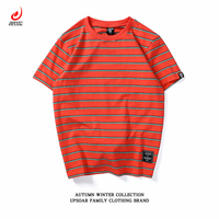 Summer Men's Casual Oversize Striped Cotton Short Sleeve T-shirt New Design Crew Neck Loose Drop Shoulder 100% Knitted Fabric