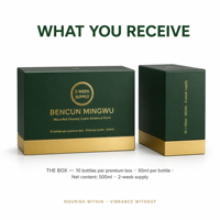 Complément alimentaire liquide avec des extraits de ginseng rouge, de maca, d'huître et de concombre de mer