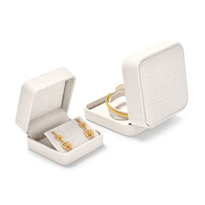 FANXI चीन थोक कस्टम सुरुचिपूर्ण आइवरी सफेद पु चमड़े के गहने उपहार बक्से अंगूठी कान की बाली चूड़ी हार आभूषण पैकेज बॉक्स - Product Image 5