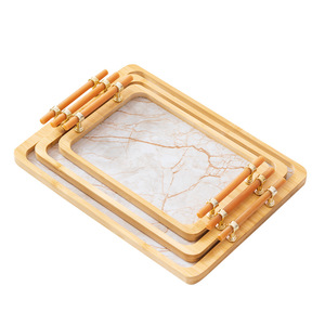 Bandeja de té con base de plástico y piedra de bambú con asa para uso doméstico en la cocina, estilo ligero y lujoso - Product Image 4