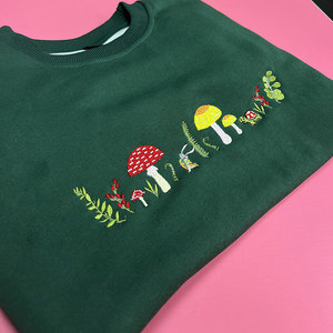 Sudadera verde 100% de algodón para hombre, suministro ODM de invierno con setas bordadas, conejo, Tortuga, teñido liso, bordado 3D - Product Image 2