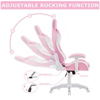 Accoudoir 3D rose de course chaise de jeu vidéo hauteur réglable pivotant ergonomique avec PU bureau exécutif adultes utilisation bureau à domicile