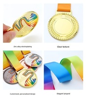 Vente en gros d'usine, médailles de sport personnalisées en alliage de zinc doré, diamètre 70 mm, trophées, plaques, ruban imprimé par sublimation, OEM ODM