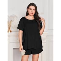 2025 grande taille femmes pyjamas PJS 5XL deux pièces haut chemises et shorts été pyjamas amples vêtements de nuit bleu noir salon porter ensembles