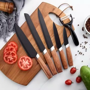 Set di 7 coltelli da cucina in acciaio inossidabile, affilati, personalizzati, per chef, per affettare, per pane, multiuso, per sbucciare, con blocco in metallo - Product Image 3