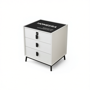 Homeera Smart <b>Bedside</b> Table 50x40x60cm <b>White</b> 3 Drawers Modern Minimalist Nightstand Bedroom Furniture - Product Image 1