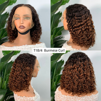 Pelucas de Cabello Humano Rizado Birmano de Doble Trama y 250% de Densidad, Estilo Bob Corto, Sin Pegamento, Línea de Cabello Pre-Desplumada, Pelucas de Cabello Brasileño al Por Mayor
