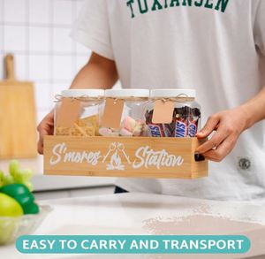 Tùy Chỉnh SMores Kit Cho Lửa Hố SMores Caddy Với Jar <span class=keywords><strong>Sticks</strong></span> Cho SMores Nhà Sản Xuất Trạm Hộp Gỗ Cho <span class=keywords><strong>Marshmallow</strong></span> Rang Gậy - Product Image 5
