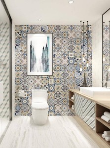 <span class=keywords><strong>Piastrelle</strong></span> in Gres Porcellanato a Tutta Massa Stile Vintage Multicolore 300x300mm Antiscivolo e Impermeabili con Motivo Floreale Retrò Effetto Marmo per Pavimenti e Rivestimenti - Product Image 5