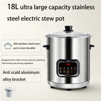 Marmite Électrique Professionnelle Grande Capacité en Acier Inoxydable pour Soupe et Congé, Idéale pour Hôtels, Durable et Automatique