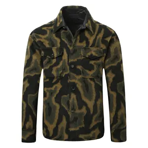 Men's Jacket Camouflage Army Green Single Button Pocket Autumn Winter Warm Wool Jacket Coat Men