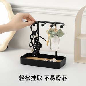 Jewelry Storage Rack <b>Desktop</b> Organizer White Black Pink Solid Color No Lid 2 Capacity Dressing Table <b>Shelf</b> - Product Image 5
