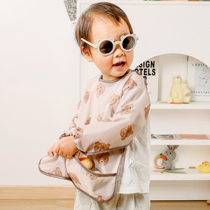 Babero de alimentación Unisex para niños pequeños recién nacidos, tela de punto ODM con estampado de dibujos animados, babero de invierno de manga larga para bebé para la temporada de otoño - Product Image 6