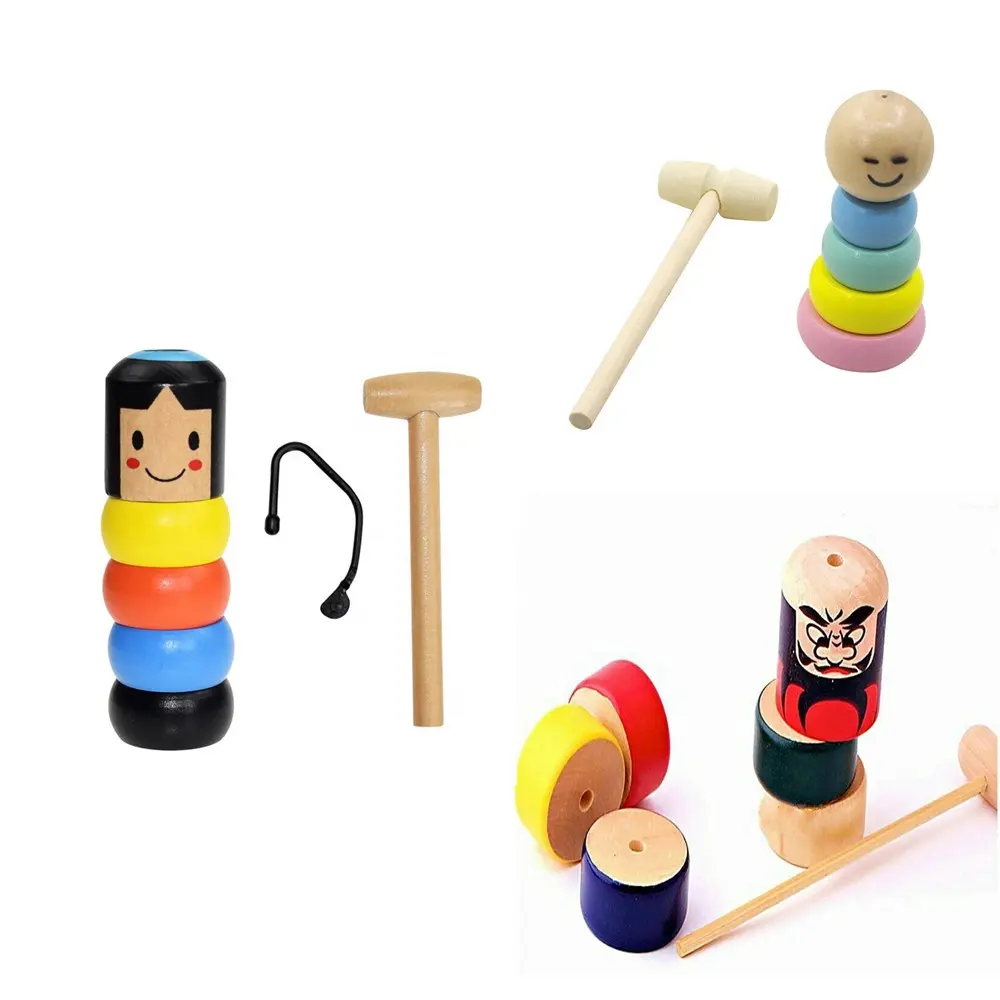 Desktop Developmental Stage Magic Props Wooden Unbreakable Man Girl Doll Automatic Assemble Magic Trick Kids Toy