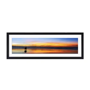 10 "x 30" Modern moda Poster çerçevesi ekran aile fotoğraf ahşap MDF siyah panoramik resim çerçeveleri ile Mat