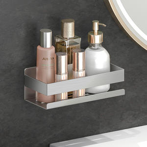 Porte-serviettes mural moderne à double niveau en acier inoxydable 304, étanche, sans perçage, pour salle de bain - Product Image 1