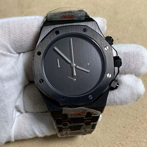 Montre chronographe à quartz octogonale avec logo personnalisé OEM, cadran noir et or avec bracelet en acier inoxydable, montres mécaniques de luxe - Product Image 5