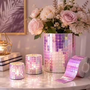 Mosaïque de miroirs autocollante de 1 m, autocollants réfléchissants pour la décoration murale 3D, collage artistique DIY, décoration de bar KTV - Product Image 6