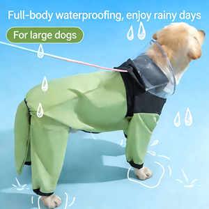 Imperméable pour grand chien, veste de pluie intégrale imperméable avec membrane TPU, protection de queue détachable, trou pour laisse pour chiens de taille moyenne à grande - Product Image 4