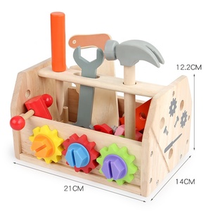 Jouets éducatifs d'intelligence : Boîte à <span class=keywords><strong>outils</strong></span> en bois de simulation avec panier et jeu de vis et écrous - Product Image 3