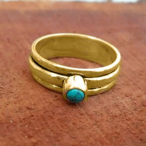 Anello da donna con pietra iridescente rotonda, anello a più fasce, gioielli vintage alla moda in stile boho - Product Image 4