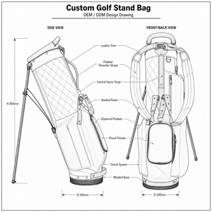 <span class=keywords><strong>Sac</strong></span> <span class=keywords><strong>de</strong></span> <span class=keywords><strong>golf</strong></span> PRIMUS <span class=keywords><strong>GOLF</strong></span> personnalisé en toile blanc cassé avec garniture en cuir vintage et panneau matelassé - Product Image 2