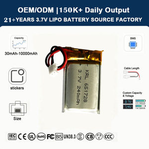 651728 240mAh Dengan Termistor NTC Untuk Kamera Pena Mata-Mata Miniatur Tersembunyi Perekam Portabel Baterai Lipo Isi Ulang - Product Image 1