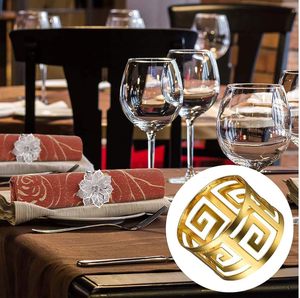 Basit arka karakter düğün yemeği masası süsler ağız halka altın peçete halkası Metal içi boş peçete halkası - Product Image 3