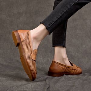 Zapatos Planos de Cuero Vacuno 100% de Primera Calidad para Mujer, Zapatos con Diseño Calado, Mocasines Trenzados para Dama, Zapatos con Punta Redonda, Diseño Personalizado - Product Image 6