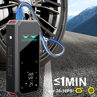 Unité de pompe à air multifonctionnelle avec fonction de démarrage par batterie 12V, éclairage et recharge de téléphone portable.