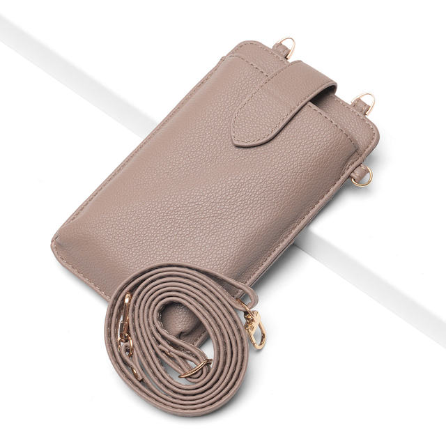 Custom Logo Leather Crossbody Phone Bag with Cardholder for Women Small Purse Cell Phone Bag