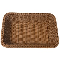 Plateau de rangement rectangulaire en rotin synthétique tressé à la main, panier de présentation en plastique imitation rotin pour pain et fruits, idéal pour supermarchés et boulangeries