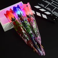 LED ışık up gül parlayan çiçekler LED ışık tek çiçek yapay güller çiçekler simülasyon güller süsler