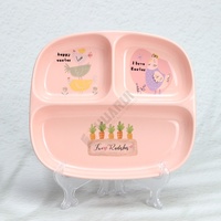 Assiette divisée en céramique de dessin animé mignon de style japonais avec 3 parties divisées Assiette de petit-déjeuner sectionnelle pour enfants