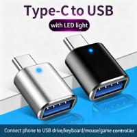 Buy Online Mobile Phone USB OTG Adapter with Light USB C 3.0 Conversion Connector for Keyboard Mouse U Disk