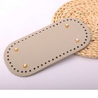 SY 22*10cm Fond de sac en cuir PU fait main, crochet, ovale, accessoires tricotés, fond résistant à l'usure, trous décoratifs, fleurs, plantes