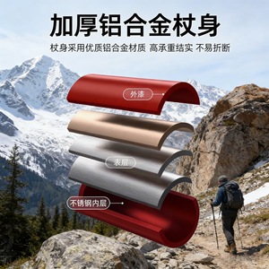 Bâtons de randonnée télescopiques en alliage d'aluminium avec amortissement par ressort pour la marche et la randonnée en plein air - Product Image 4