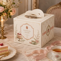 Cajas para Pasteles Ecológicas de Cartón Ondulado Tipo E, Plegables, con Ventanas de PET, para Productos Horneados, con Relieve y Laminado Mate