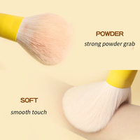 Lot de 11 pinceaux de maquillage professionnels en poils synthétiques véganes avec manches en bois pour fond de teint et anticernes – Jaune