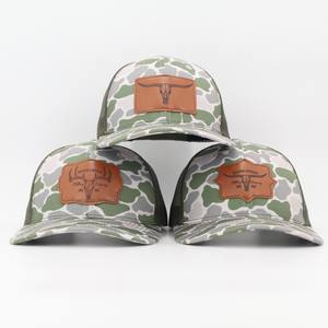 छलावरण शिकार स्नैपबैक 6 पैनल जाल गोरस कस्टम चमड़े के पैच लोगो कैप कपास की टोपी - Product Image 3
