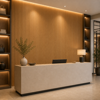 Panneau acoustique en bois noir WYRAX avec lattes en bois et feutre noir pour hôtel, salle de conférence, mur acoustique