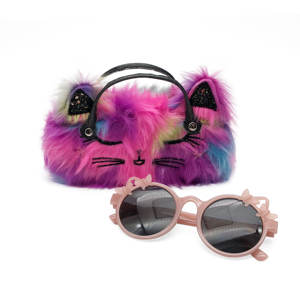 À la mode en peluche dessin animé chat coque rigide étui à <span class=keywords><strong>lunettes</strong></span> avec poignée boîte de rangement pour filles <span class=keywords><strong>lunettes</strong></span> <span class=keywords><strong>lunettes</strong></span> de protection pour enfants - Product Image 5