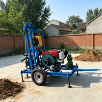 Foreuse hydraulique portative diesel sur roues pour puits d'eau, profondeur 200m, équipement de forage, pompe 220V, moteur de boîte de vitesses pour usage agricole et domestique