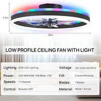 Lampu Kipas Plafon LED RGB Terbaru dengan Kontrol Aplikasi Jarak Jauh, Motor DC Senyap, Kipas Pintar Profil Rendah